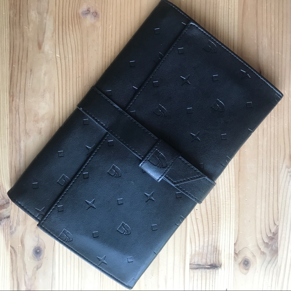 Vintage clutch black leather